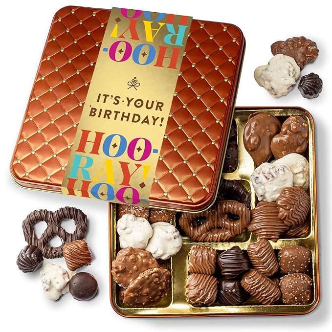 BONNIE AND POP - Birthday Food Gift Basket, Happy Birthday Chocolate, Birthday Gift Box, Food Birthday Gifts for Women and Men, Birthday Treats, Prime Snack Gift Arrangements, Bonnie and Pop