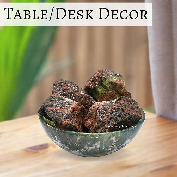 Amazing Gemstone Unakite Raw Crystals and Healing Stones, Natural Rocks for Tumbling and DIY Raw Stones and Crystals (5 Pieces)