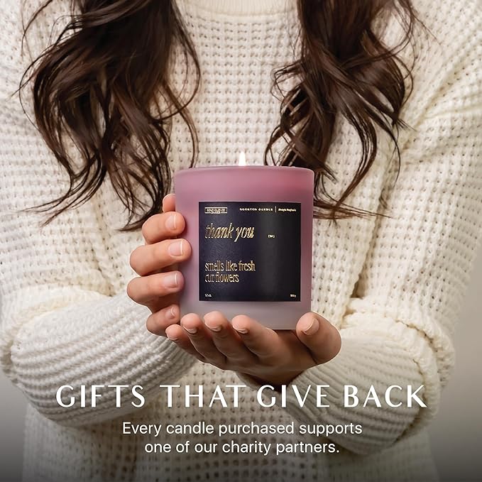 Benevolence LA Thank You Scented Candles | 10 oz, 40-50 Hour Burn, Thank You Gifts for Women, Men Coworkers | Appreciation Gifts for Best Friend | Spring Candles - Smells Like Fresh Cut Flowers