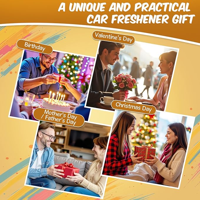 Car Air Freshener Diffuser 6 Pack Hanging Air Freshener, Hanging Air Fragrance Essential Oil Diffuser, Long Lasting Fragrance Fresheners Scents for Women