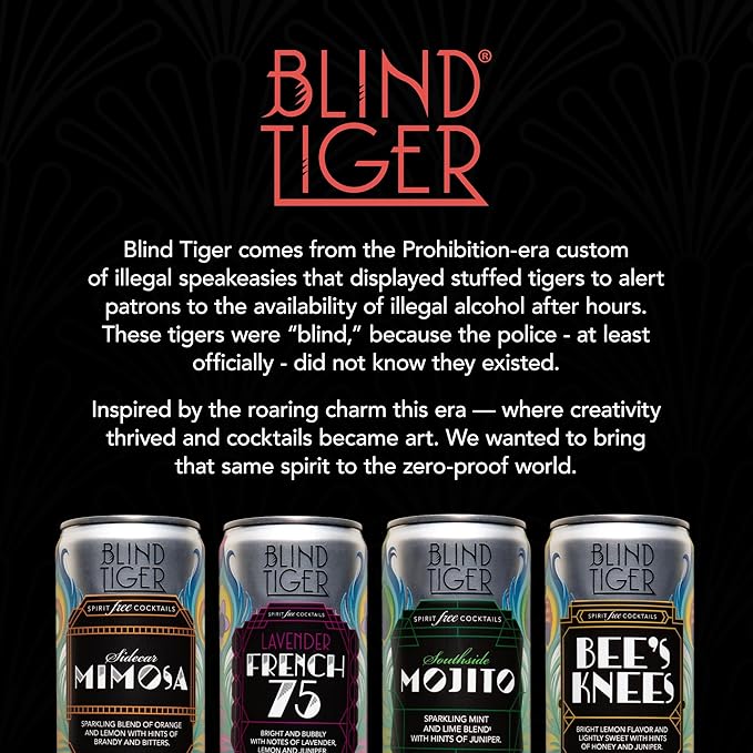 Blind Tiger Grapefruit Fizz 8-Pack | Grapefruit & Lime Non-Alcoholic Sparkling Mocktail | Paloma-Inspired | Crafted with Natural Ingredients | Mixers, Cocktails, Mocktails | 8.4 fl oz Cans