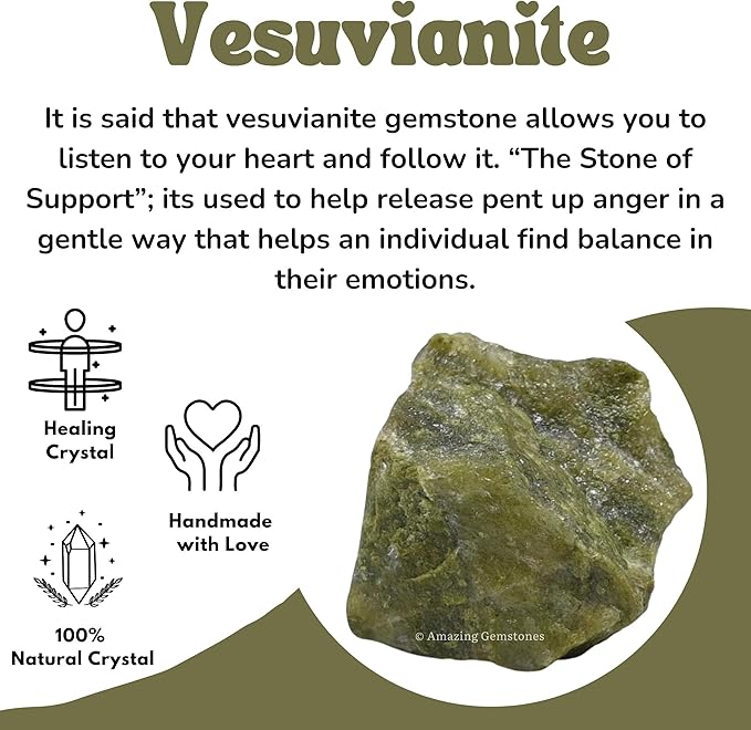 Amazing Gemstone 2 Pieces Vesuvianite Raw Crystals and Healing Stones, Natural Rocks for Tumbling and DIY Raw Stones and Crystals
