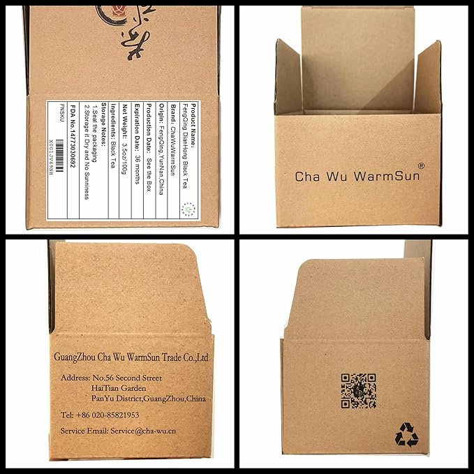 ChaWuWarmSun [B] FengQing DianHong Black Tea,3.5oz/100g,Loose Leaf,YunNan Big Leaf Arbor Tea. (Pack of 2)