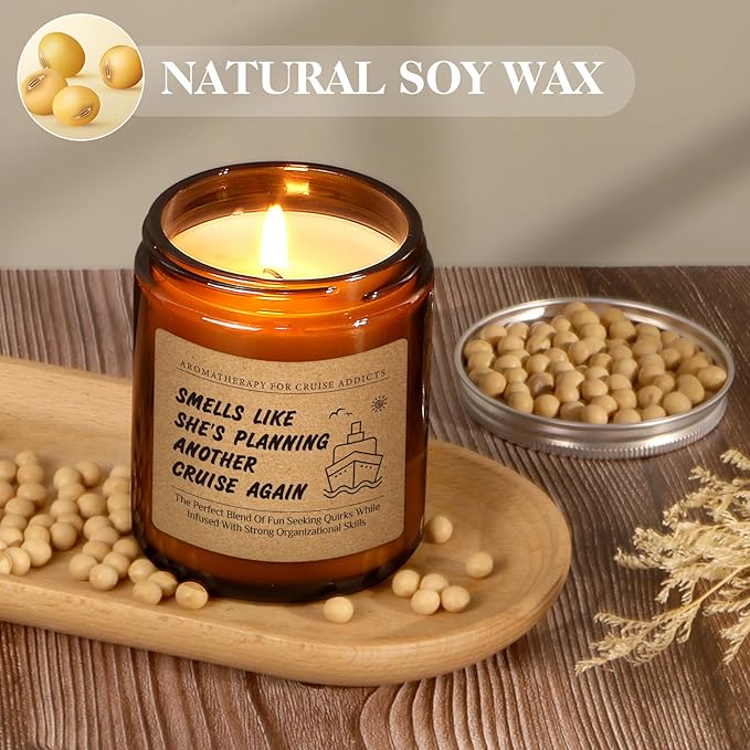 Funny Cruise Lover Travel Enthusiast Candle Gift for Women, Men - Bon Voyage Gift for Cruise Addict - Cruise Crew Appreciation, Birthday, Christmas, Retirement, Graduation Present