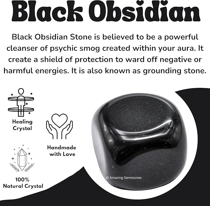 Amazing Gemstone Black Obsidian Crystals & Healing Stones Tumbled - 1 oz, Natural Healing Stones for Energy Balance, Stress Relief - Premium Polished Gems Rocks for Meditation & Wellness