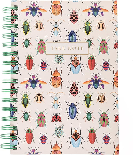 Graphique Beetles Hardbound Spiral Journal, 160 Ruled Pages Hard Cover Notebook, Diary, Lists, Record Month and Date, Premium Paper, 6” x 8”