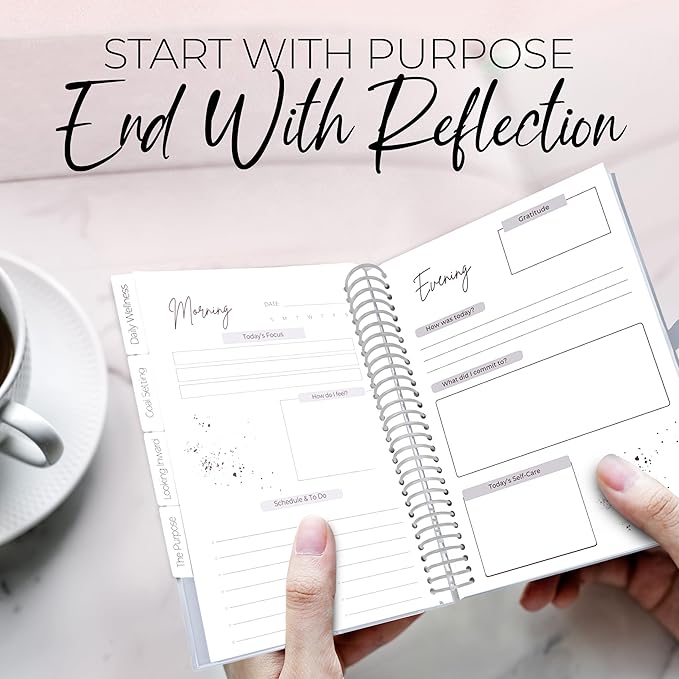 Wellness Journal – Daily Self Care Lifestyle Planner to Support Physical, Mental, & Emotional Health – Guided Prompts Self Love Diary to Practice Gratitude, Reflection, and Goals