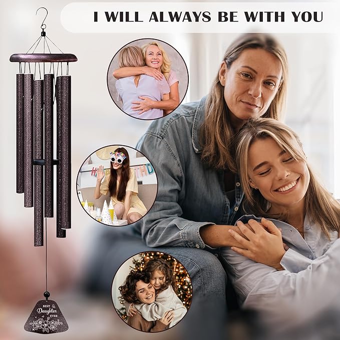 Daughter Gifts from Mom Dad, Daughters Birthday Gifts, Daughter 32” Wind Chimes for Birthday Graduation Christmas Valentines Mothers Day