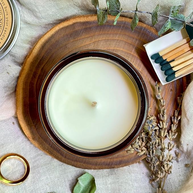 KOTKAS Lavender Eucalyptus Scented Candles - 8oz Natural Scented Soy Candles for Home Non Toxic Aromatherapy Lavender Candles Gifts for Women Bath Relaxing Calming Soothing Relaxation Stress Relief