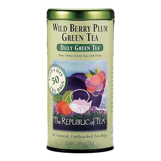 The Republic of Tea Wild Berry Plum Green Tea, 50-Count
