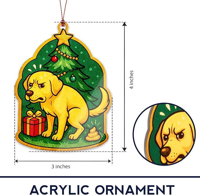 Funny Christmas Ornaments - Funny Gag Gifts - Santa Ornament - Raunchy - Unique Christmas Ornaments - Suncatcher Effect Window Hanging - car Hanging Accessories RUSATEN Labradorgag 1