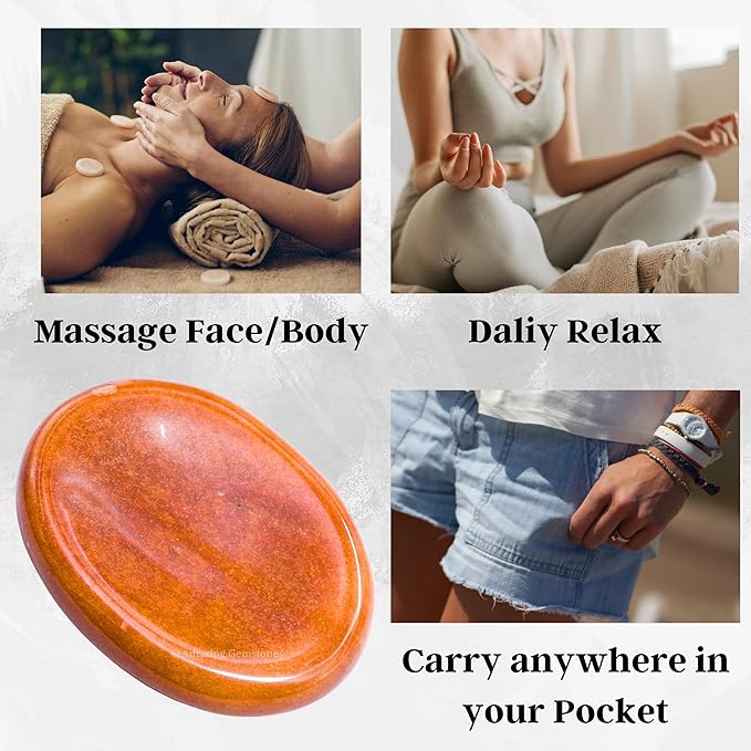 Amazing Gemstone Chocolate Jasper Worry Stones for Stress Relief Crystals and Healing Stones - Piedra Crystal Fidget for Meditation, Relaxation - Unique Stocking Stuffers and Birthday Gifts