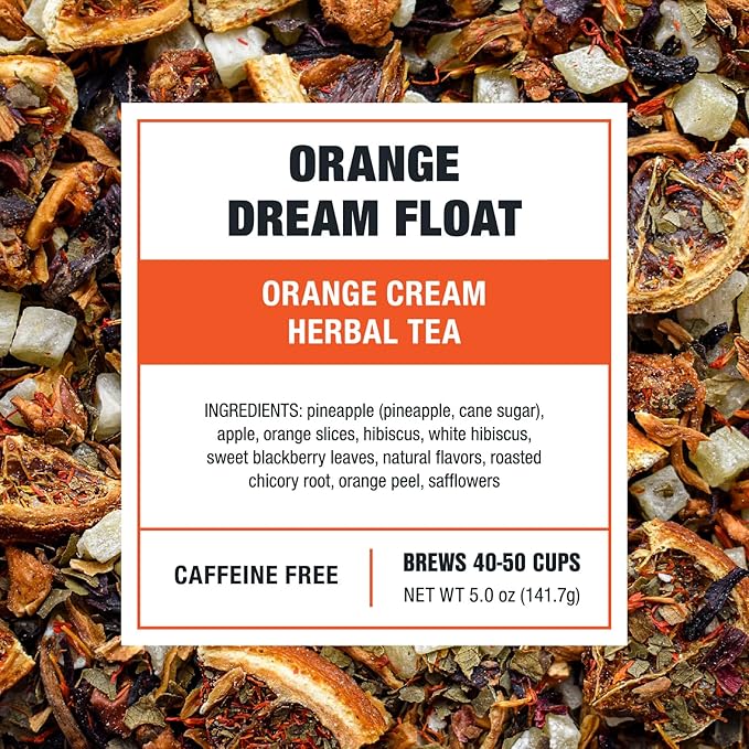 Tiesta Tea - Orange Dream Float Tea, Loose Leaf, Orange Cream Herbal Tea, Premium Caffeine-Free Tea Blend, Make Hot or Iced & Up to 50 Cups, 5 oz Refillable Tin