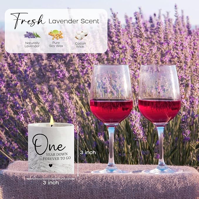 1 Year Anniversary Candle for Girlfriend Boyfriend - One Year Anniversary Wedding Gifts for Couple First Year Aniversario Present for Wife Husband Fiance - 6 Oz 1st Aniversario Porcelain Candle