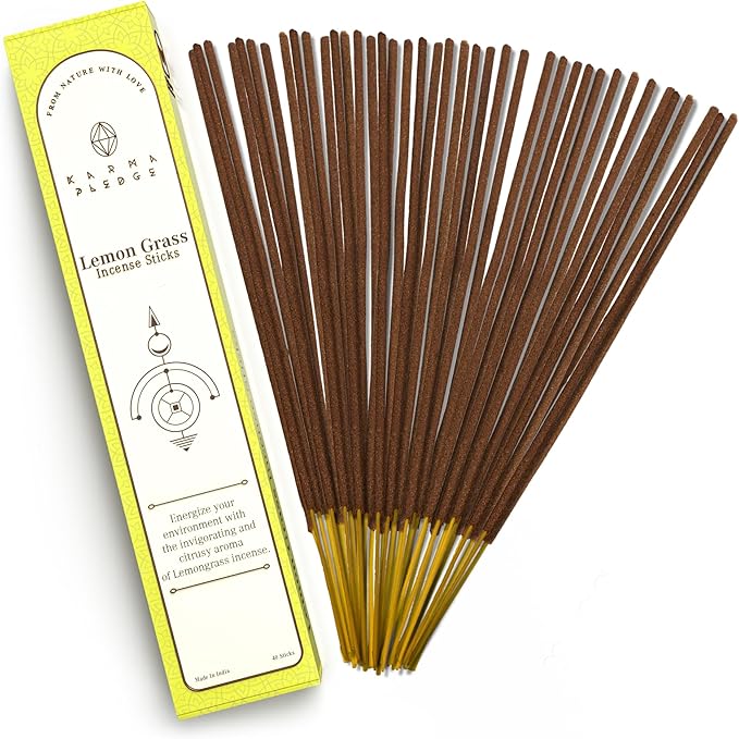 Lemon Grass Incense Sticks, Organic Hand Dipped Incense, Natural Herbs & Aromatic Ingredients, Contain 40 Sticks Inside, Burn Time 45-60 Min, Spiritual Gifts, Incense by Karma Pledge