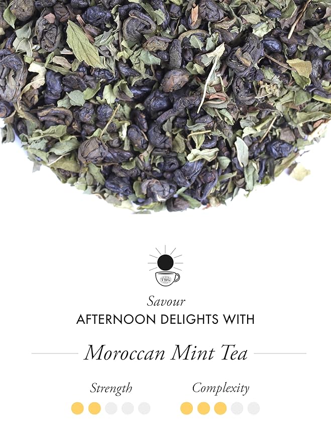 TWG Tea | Moroccan Mint Tea | Green Tea | Spearmint Leaves | 15 Hand Sewn Cotton Tea Bags | Gift Set