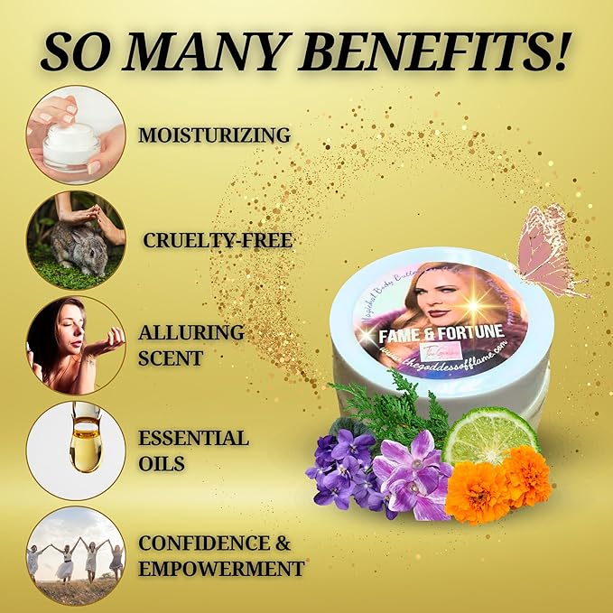Fame & Fortune Body Butter – Luxurious Natural Moisturizer with Shea Butter, Sunflower Oil & Vitamin E | Skincare for Success, Confidence & Abundance Rituals | Handmade & Vegan