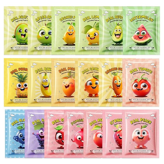 19PCS Hydrating Facial Sheet Mask,Moisturizing Face Masks Skincare Gift Set,Long Lasting Face Mask Skin Care & Facial Mask Kit for All Skin Types 14