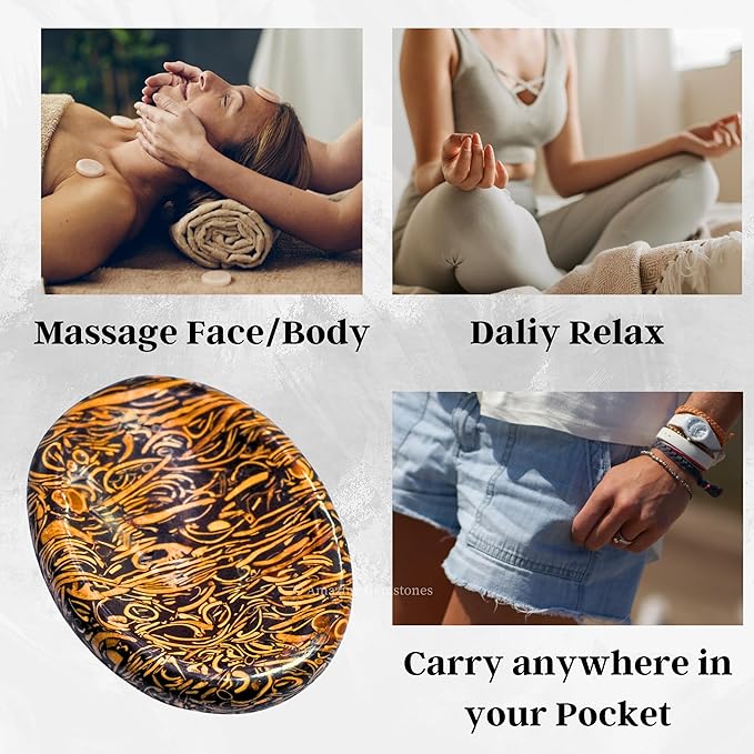 Amazing Gemstone Mariyam Jasper Worry Stone Crystals & Healing Stones - Worry Stones for Stress Relief Gifts - Piedra Crystal Fidget for Meditation - Unique Stocking Stuffers & Birthday Gifts