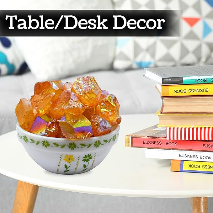 Amazing Gemstone 2 Pieces Tangerine Aura Quartz Raw Crystals and Healing Stones, Natural Rocks for Meditation and DIY Raw Stones and Crystals