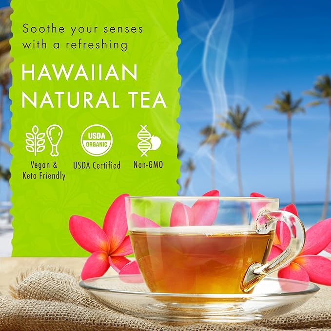 Hawaiian Natural Tea Passion Fruit Orange Flavored Organic Tea - Tropical Fruit Green Tea Blend with Black Tea - Perfect Daily Cup & Gift for Tea Lovers - 120 Tea Bags
