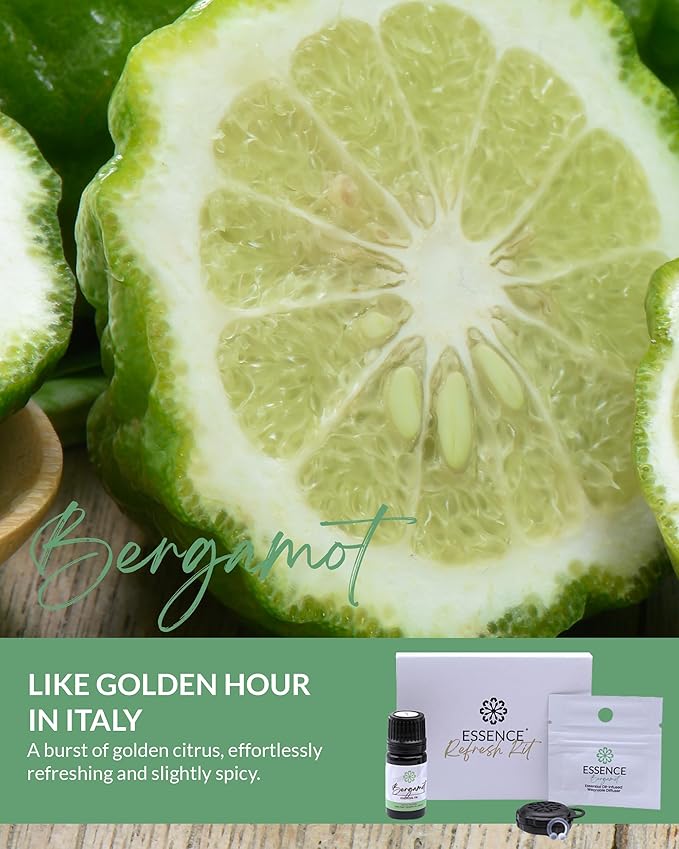 Essence Wearable Aromatherapy Nasal Diffuser – Bergamot Essential Oil Nose Ring Silicone Inhaler for Stress & Mood Support - Made in USA & Travel-Friendly