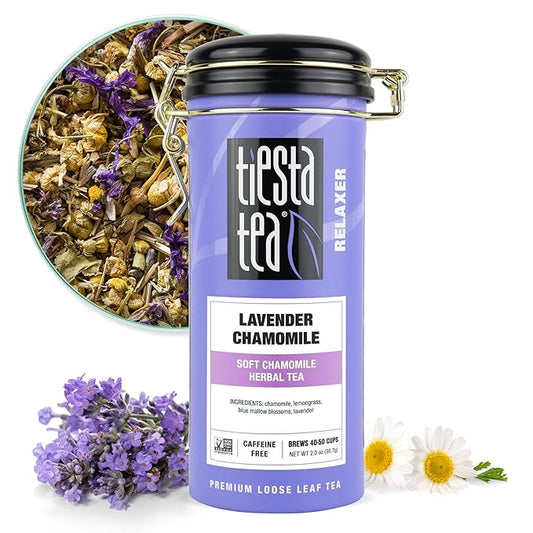 Tiesta Tea - Lavender Chamomile Herbal Tea, Loose Leaf, Calming Blend with Chamomile, Lavender, Lemongrass, Caffeine-Free Herbal, Great for Hot or Iced Brews, Refillable Tin, 50 Cups, 2 Ounce