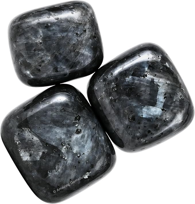 Amazing Gemstone Larvikite Crystals&Healing Stones Tumbled - 1 oz Larvikite Stone Gem Stones, Healing Stones for Energy Balance, Stress Relief - Premium Polished Gems Rocks for Meditation&Wellness