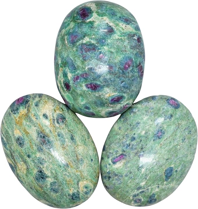 Amazing Gemstone Ruby in Fuchsite Crystals and Healing Stones - Large Palm Stone Crystals Piedra - Crystal for Good Luck, Positive Energy, Meditation - Unique Stocking Stuffers, Gifts for Women, Men