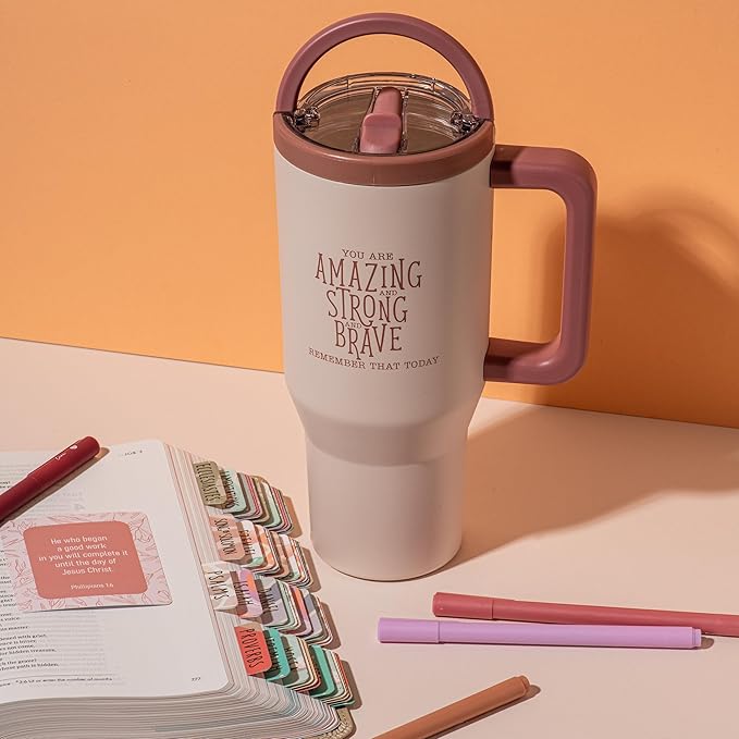 DIVERSEBEE 30 oz Insulated Stainless Steel Tumbler with Lid, Inspirational Birthday Thank You Gifts for Women, Mom, Wife, Girlfriend, Teacher, Her, Nurses, Best Friend, Travel Mug (Blush)