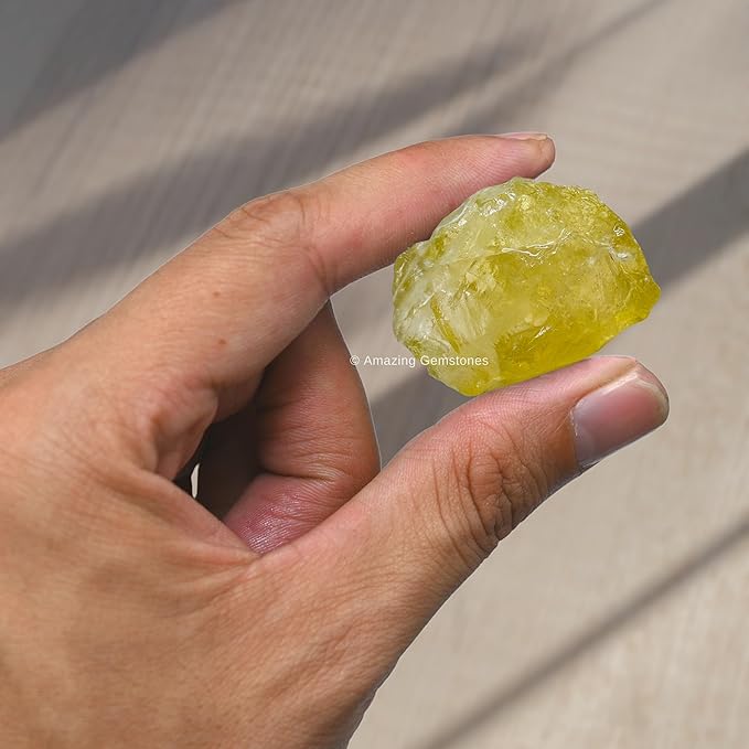 Amazing Gemstone 2 Pieces Lemon Quartz Raw Crystals and Healing Stones, Natural Rocks for Tumbling and DIY Raw Stones and Crystals