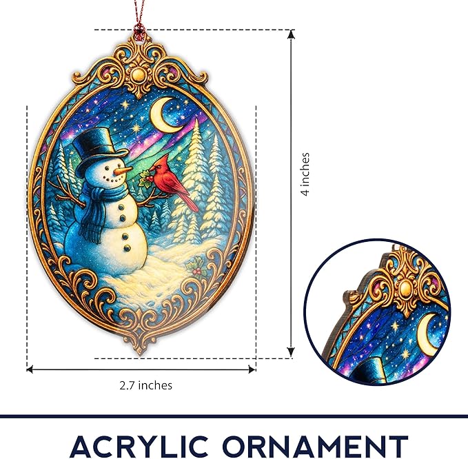 Christmas Ornament 2025 - Snowman Ornament - Snowman Ornaments for Christmas Tree - Acrylic Christmas Ornaments - Christmas Ornament 2025 - White Elephant Gifts - Xmas Tree Funny Decoration