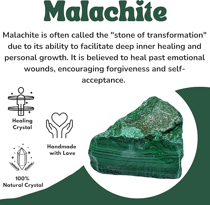 Amazing Gemstone 2 Pieces Malachite Raw Crystals and Healing Stones, Natural Rocks for Tumbling and DIY Raw Stones and Crystals