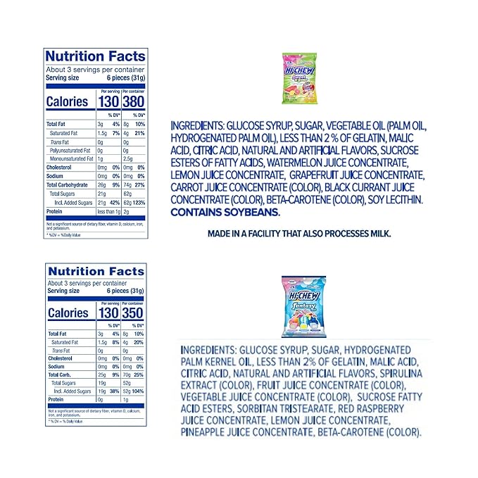 HI-CHEW Variety Mix, Pack of 4 Bags - 17 Flavor Assort Sweet and Sour Chewy Halloween Candy, Unique Fun Soft - Immensely Juicy Fruity Candy Flavors - Individually Wrapped for Sharing