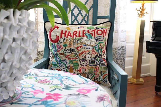 Catstudio Charleston Embroidered Decorative Throw Pillow