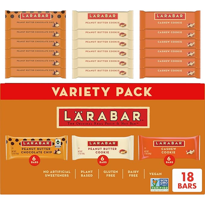 Larabar Variety Pack, Gluten Free Vegan Fruit & Nut Bars, 18 Bars, 1 lb 14 oz