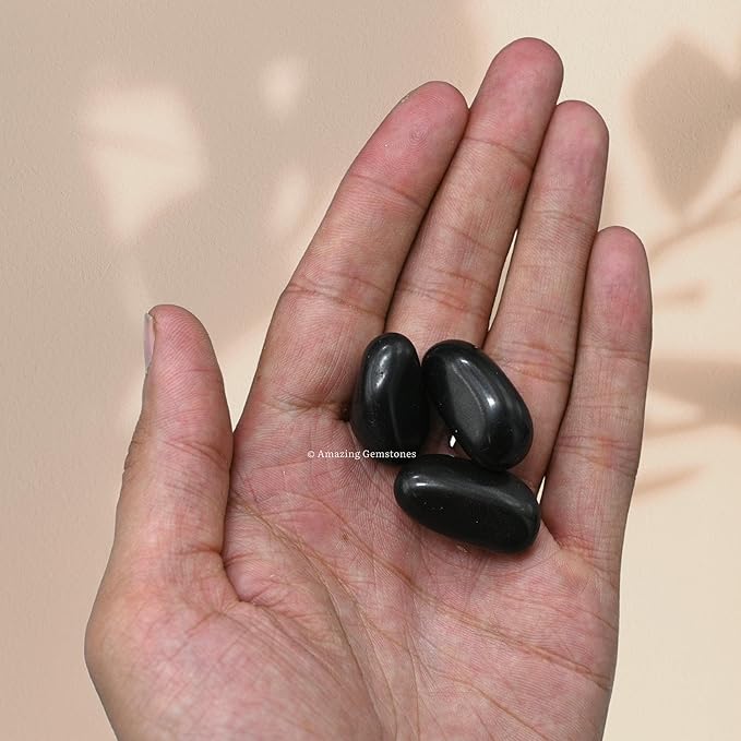 Amazing Gemstone Black Agate Crystals and Healing Stones Tumbled - 1 oz, Natural Healing Stones for Energy Balance, Stress Relief - Premium Polished Gems Rocks for Meditation and Wellness