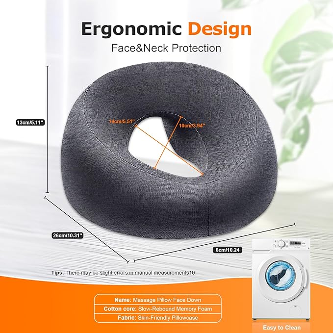 Face Down Pillow Massage Headrest for Bed Prone Down Sleeping,Pillow for Stomach Sleeper,BBL Pillow After Surgery,Face Cradle,Post Eye Surgery Recovery,Beach Tanning