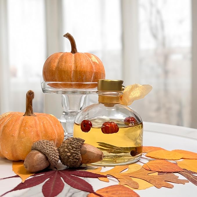 LOVSPA Reed Diffuser Set, Pumpkin Vanilla Chai Scented Oil Diffuser with Sticks, Home Fragrance Accessories for Bathroom Shelf Decor, Aroma Diffusers for Home or Office Fall Decor, USA Made