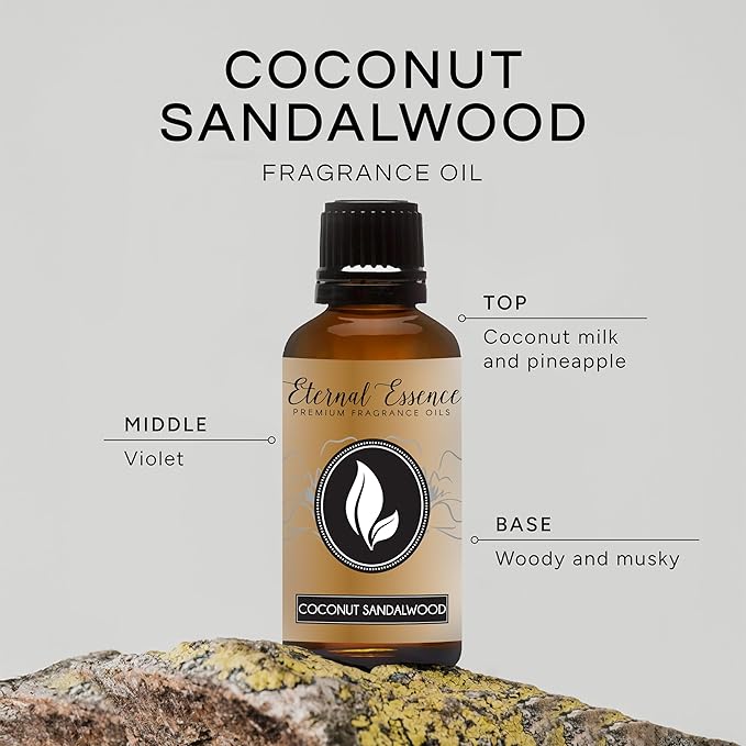 Eternal Essence Oils Coconut Sandalwood 30ml Premium Fragrance Oil - for Candle, Soap Making, Aromatherapy, Diffusers, Home Care, & Humidifiers