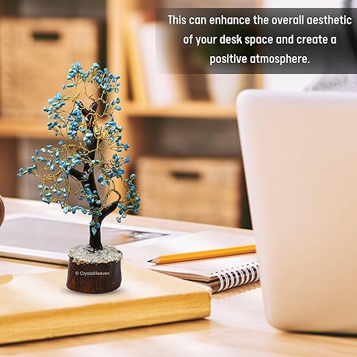 Amazing Gemstone Crystals and Healing Stones Birthday Gifts for Women - Turquoise Crystal Tree of Life Home Decor Stocking Stuffers, Bookshelf, Room Meditation Gift for Mom, Unique Birthday Gifts