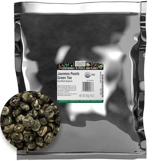 Frontier Co-op Organic Jasmine Pearls Green Tea, 16 Oz, Bulk Bag