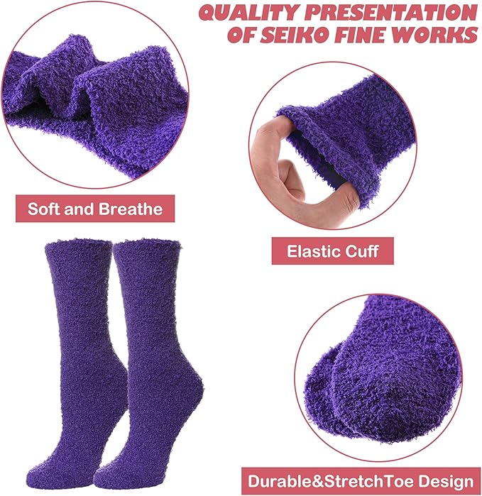 LINEMIN Womens Fuzzy Socks Cozy Fluffy Winter Warm Slipper Socks Microfiber Soft Home Sleeping Socks