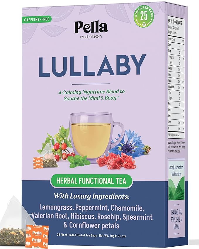 Chamomile Tea with Hibiscus, Peppermint, Spearmint, Rosehip, Valerian Root, Lemongrass, Cornflowers – Kosher, Vegan, No Caffeine – Calming Mint-Citrus Evening Herbal Drink for Relaxation (25 Tea Bags)