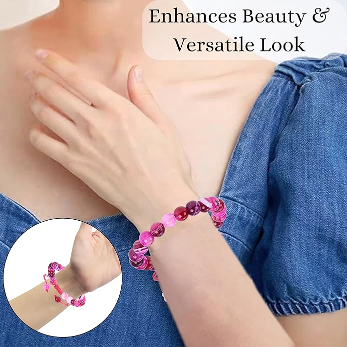 Energy Protection Crystal Handmade Adjustable Bead Bracelet Perfect for Men, Women’s Gift - Gemstone Healing Stretch Bracelet Pulsera Para Hombre Mujer Stocking Stuffer