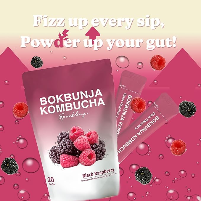 DALAMHARI Kombucha Powder Packets | Black Raspberry 20T | Korean Powdered Kombucha Drink Reset Urban Remedy Synergy Scoby Starter Kit Sugar Free Adaptogen Drink Health Ade Loaded Tea Packets