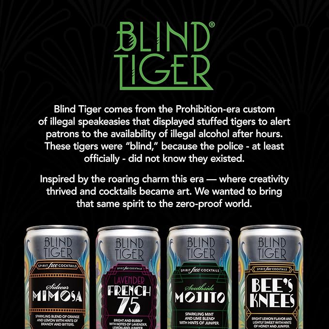 Blind Tiger Southside Mojito 8-Pack | Lime, Mint & Juniper Non-Alcoholic Sparkling Mocktail | Crafted with Natural Ingredients | Mixers, Cocktails, Mocktails | 8.4 fl oz Cans