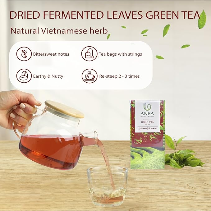 ANBA Black Tea Bags Fermented Tea Leaf, 25 Count | Bold & Rich Flavor | Medium Caffeine | No Sugar Added | ISO HACCP Certified