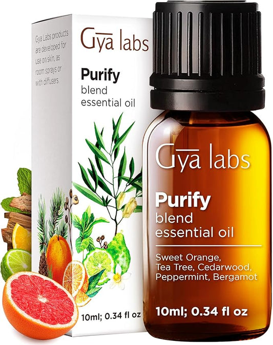 Gya Labs Purify Essential Oil Blend for Diffuser & Skin - Fresh & Cleansing Scent for Aromatherapy, Air Freshener (0.34 fl oz)