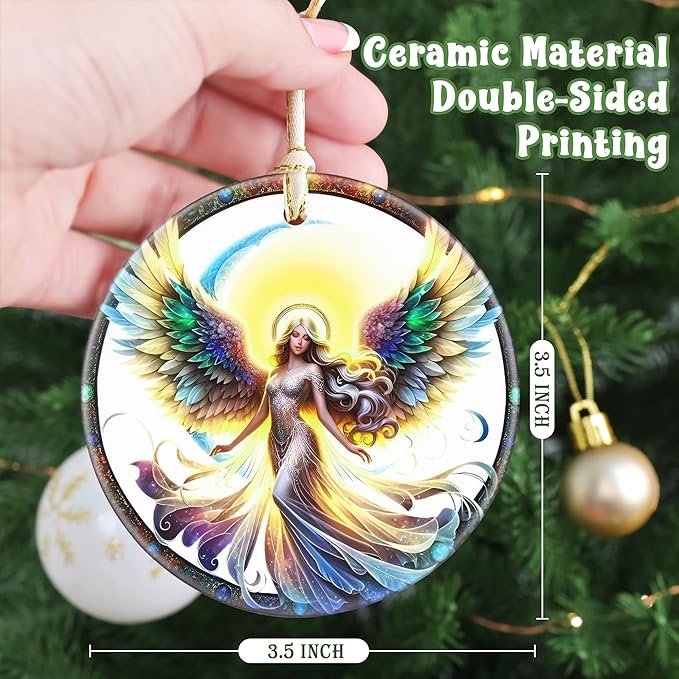 Angel Christmas Ornament, 3.5 Inch Ceramic Christmas Hanging Ornament, Angel Decor, Christmas Tree Ornaments, Gifts for Christmas, Holiday Presents, Gift Exchange